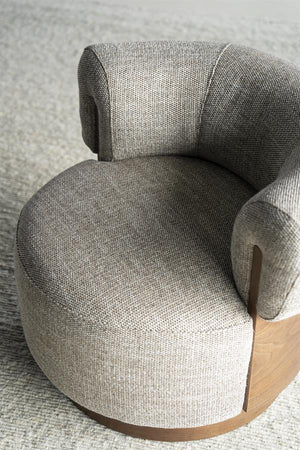 Fauteuil Nila Eleonora bruin hout  - Vanu stof taupe