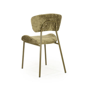 Eetkamerstoel Dare By-Boo zonder armleuning - Stof drift groen + groene poten