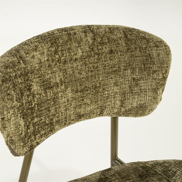 Eetkamerstoel Dare By-Boo zonder armleuning - Stof drift groen + groene poten