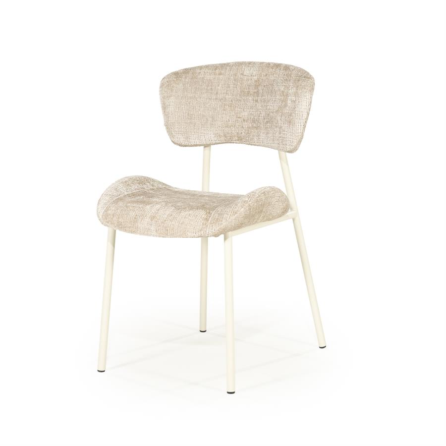 Eetkamerstoel Dare By-Boo zonder armleuning - Stof drift taupe + taupe poten