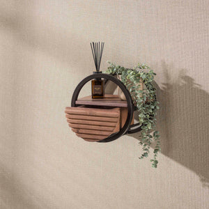Wandschap set 3 stuks Circular 1 lade Ø30,40 &50 cm / Massief acacia bruin