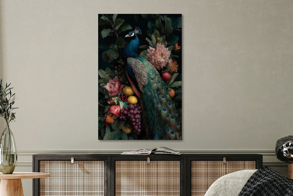 Glasschilderij Pauw 80x120 cm