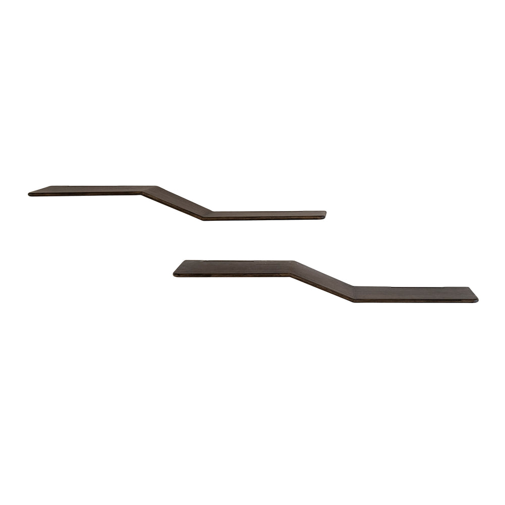 Wandplank Caro S-shape set van 2 / Massief teak espresso