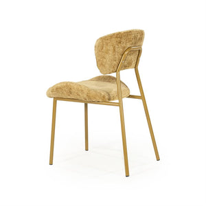 Eetkamerstoel Dare By-Boo zonder armleuning - Stof drift mosterd + mosterd kleur poten