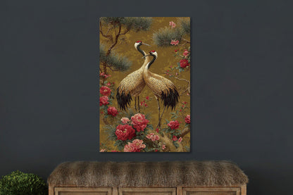 Glasschilderij  Kraanvogels 80x120cm (Magazijn sale)