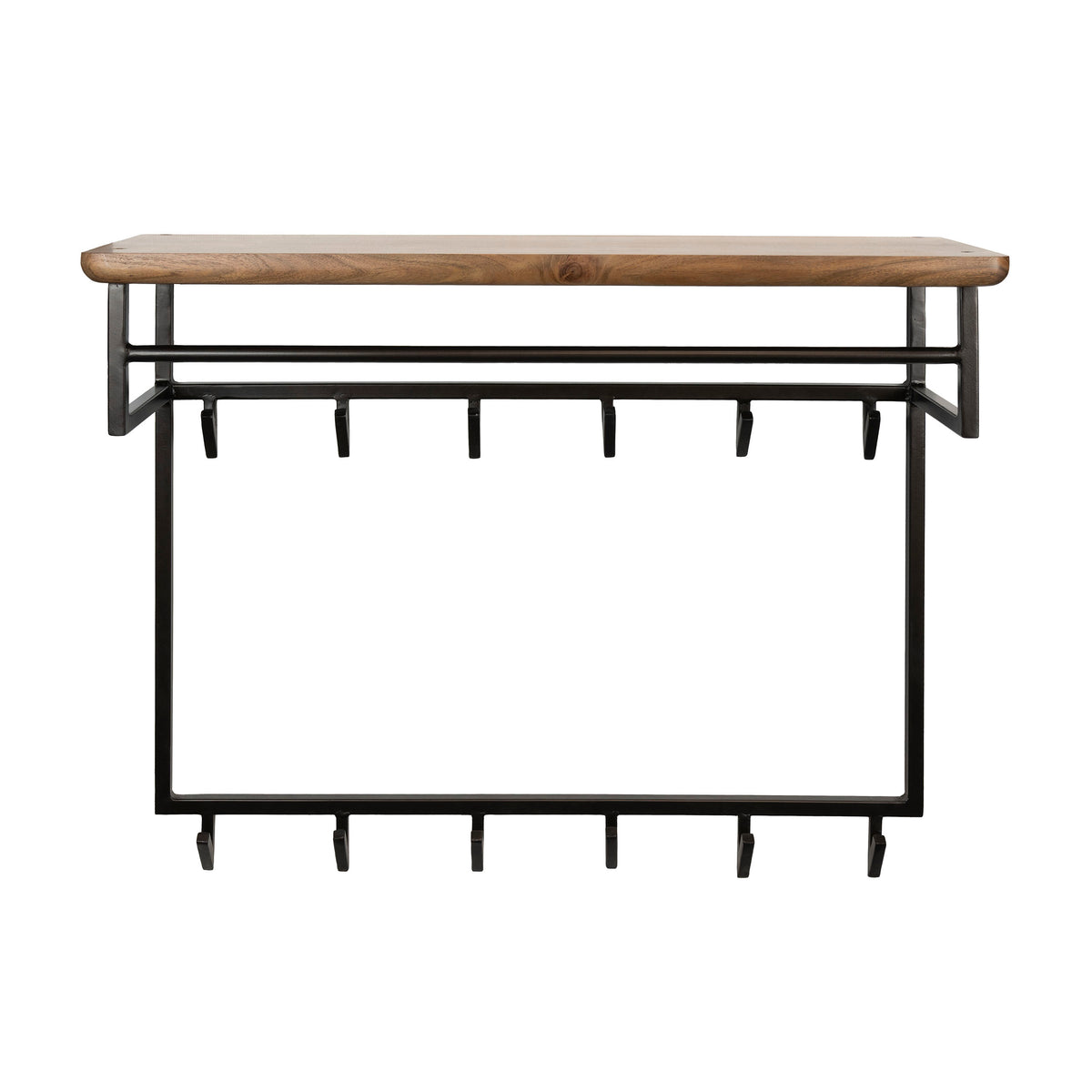 Kapstok Edge Curve hoog 12 haken / Massief acacia bruin van Idéco Design, foto 3