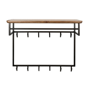 Kapstok Edge Curve hoog 12 haken / Massief acacia bruin