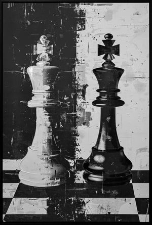 Canvas schilderij Handgeschilderd met lijst  'Schaken' 80x120 cm (Magazijn sale)