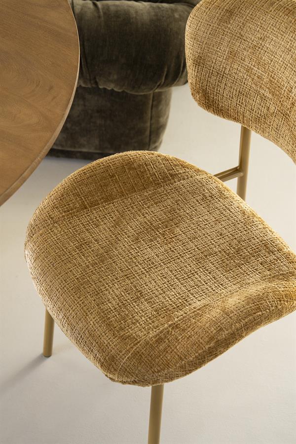 Eetkamerstoel Dare By-Boo zonder armleuning - Stof drift mosterd + mosterd kleur poten