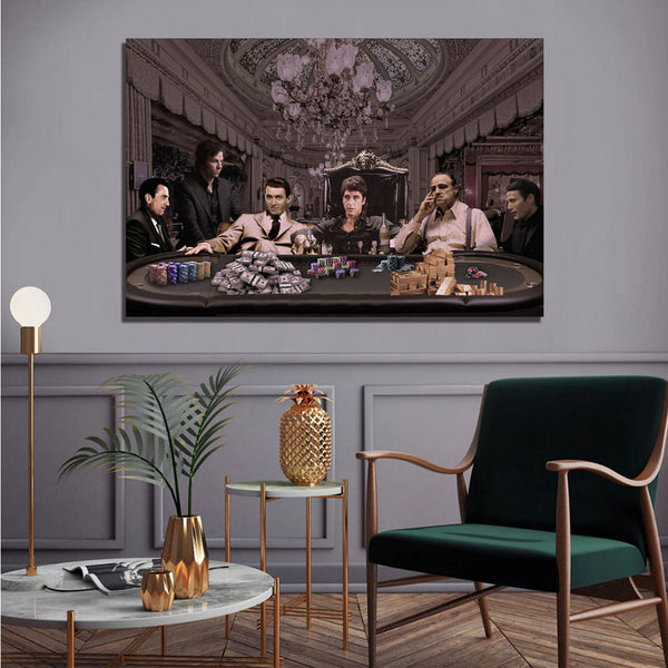 Glasschilderij  Mafia casino zwart/wit 120x80cm
