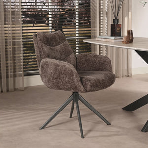 Armstoel lounge met draaifunctie.  Rich taupe stof