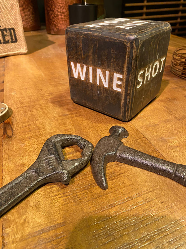 Party/shotjes dobbelsteen mangohout - zwart