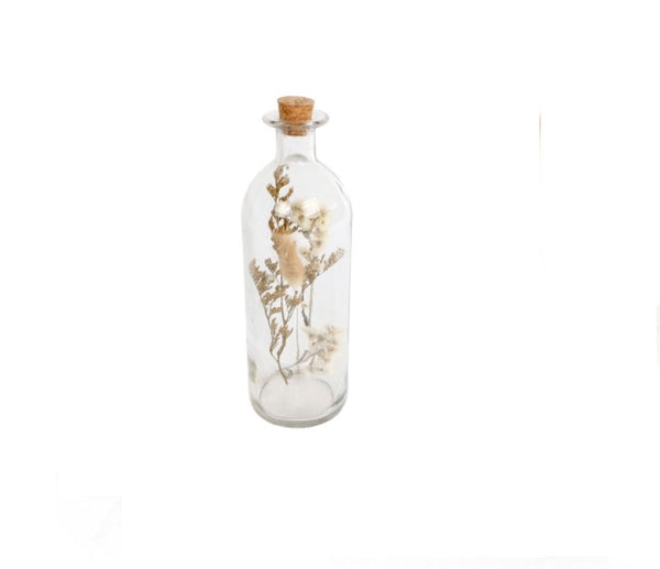 Fles droogbloemen glas