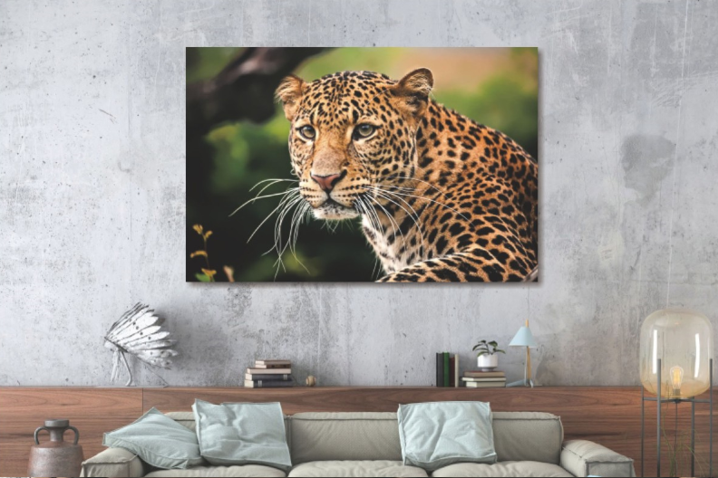 Glasschilderij luipaard 120x80 cm (premium)
