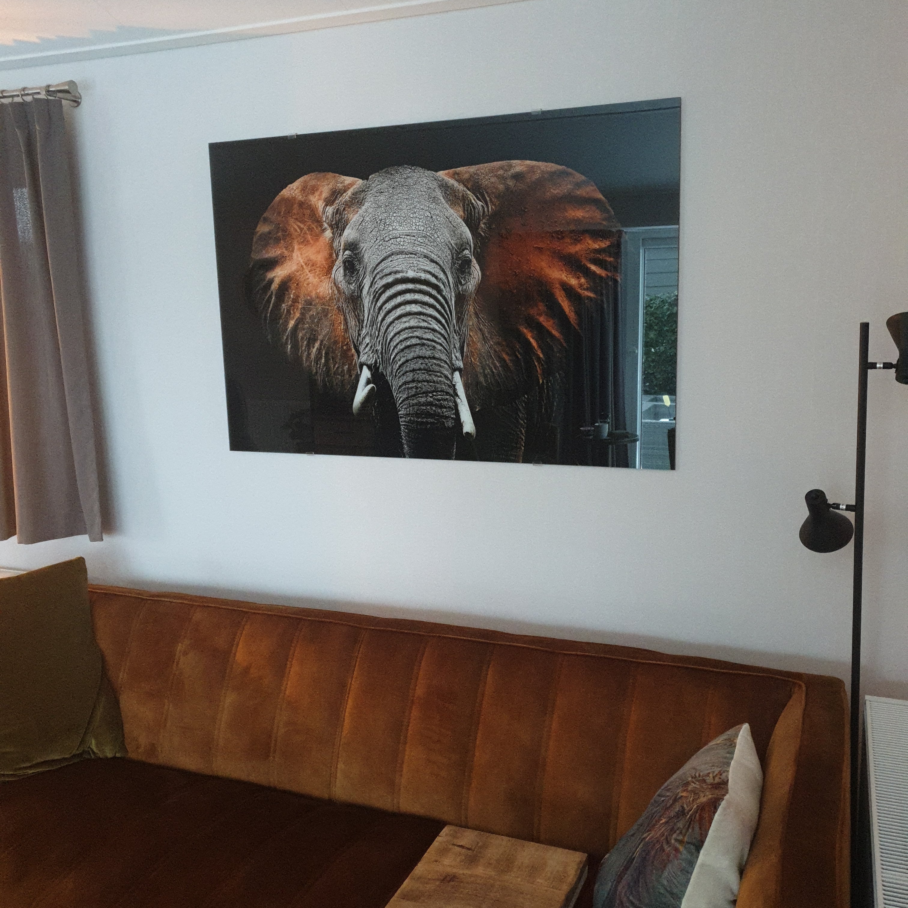 Glasschilderij olifant 120x80 cm