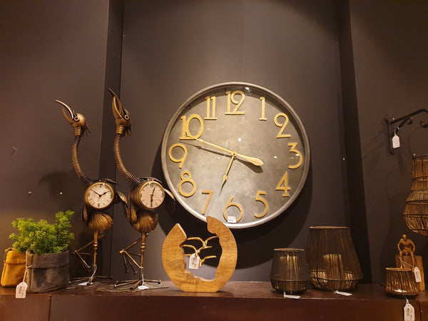 Wandklok metaal 'zwart/goud' Ø 80,5 cm (magazijn sale)