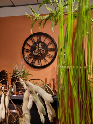 Radarklok "Olaf" XXL oud zwart metaal Ø 86 cm (magazijn sale)