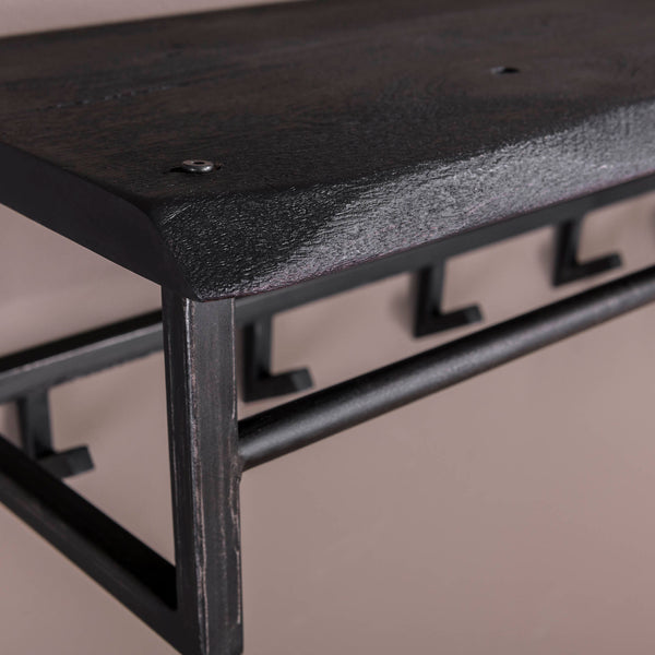 Kapstok zwart Yucon 6 haken met hoedenplank