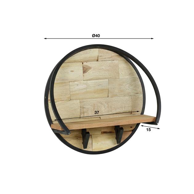 Wandschap / kapstok Mill - Ø40 cm