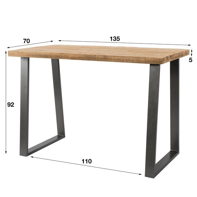 Bartafel 135x70 massief trapeziumvormig