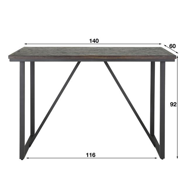 Bartafel teakhout Vine - 140 cm (visgraatdesign)