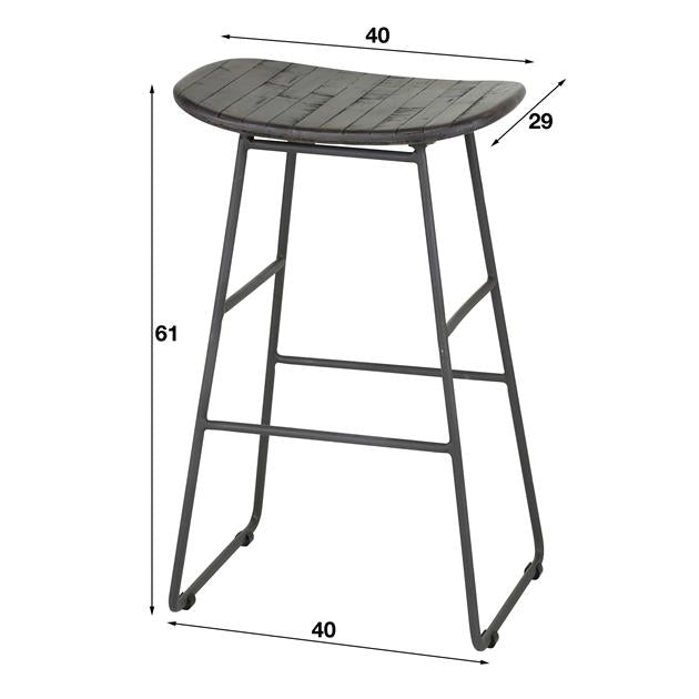 Barstoel teakhout Vine (visgraatdesign) (4 stuks)