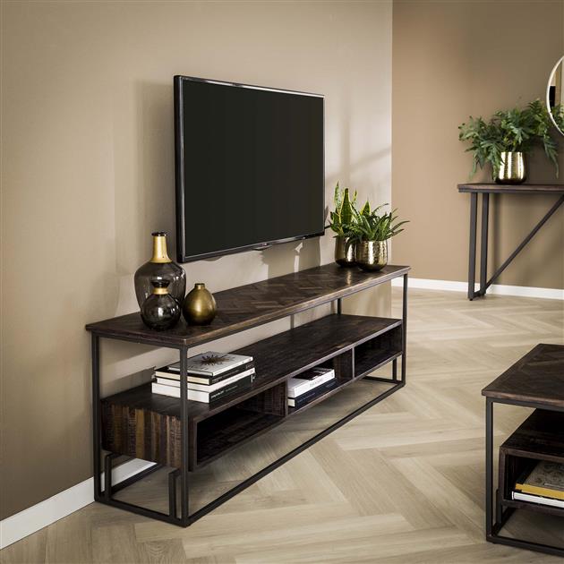 Tv-meubel teakhout Vine (visgraatdesign)