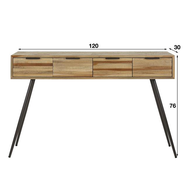 Haltafel met 4 lades - Teca strip