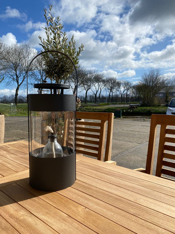 Olielamp zwart metaal 16,5x15x32 cm