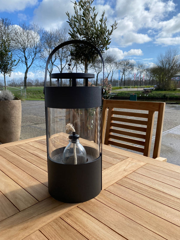 Olielamp zwart metaal 16,5x15x32 cm