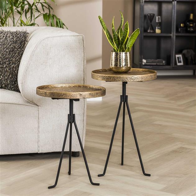 Bijzettafel rond metallic - set van 2