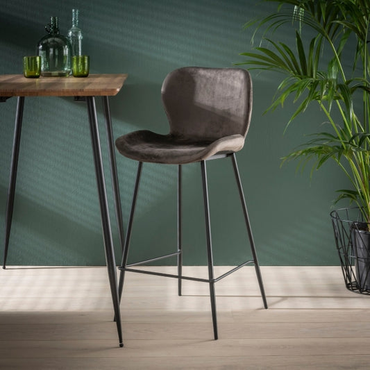 Barstoel Velvet - antraciet velours (set van 4)