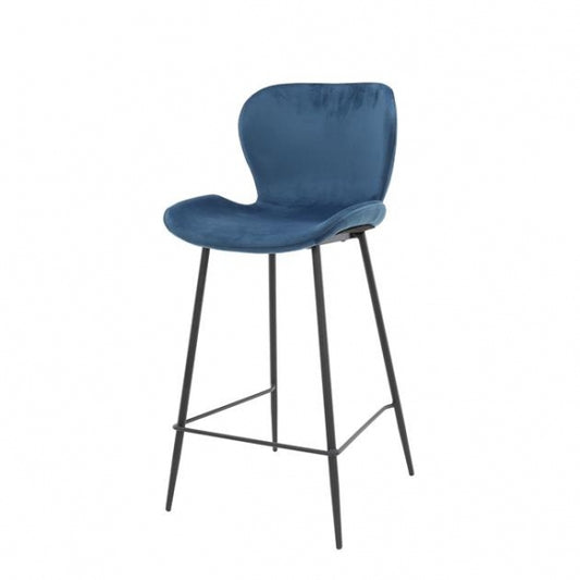 Barstoel Velvet - blauw velours (set van 4)
