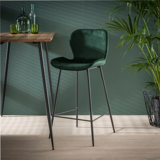 Barstoel Velvet - groen velours (set van 4) (Magazijn sale)