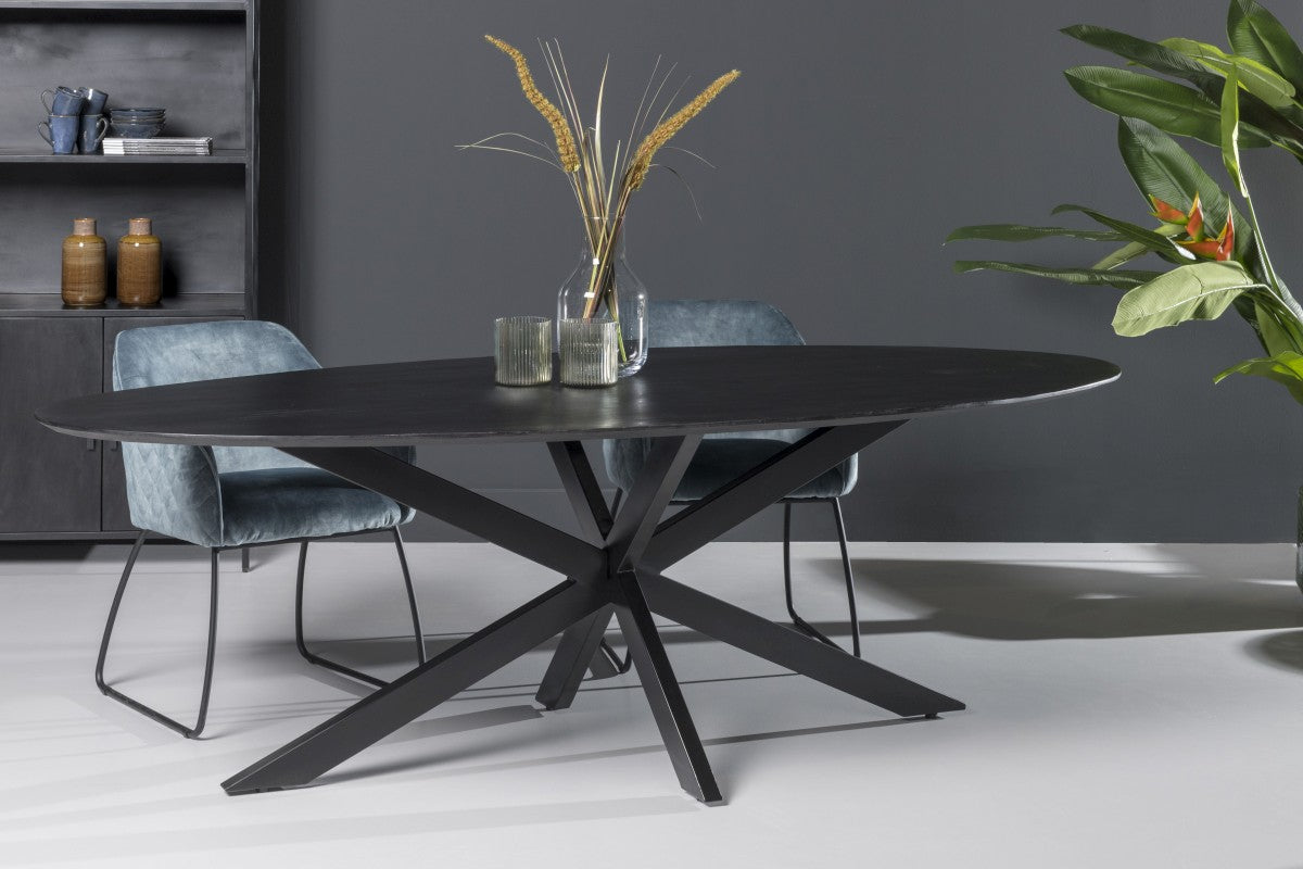 Eettafel ovaal Oslo Acacia hout verjongd blad van Livingfurn