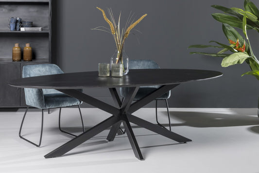 Eettafel ovaal Oslo Acacia hout verjongd blad - Leverbaar in 3 afmetingen
