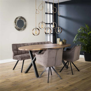 Eetkamerbank antraciet raster 180 cm