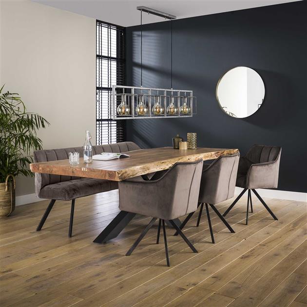 Eetkamerbank antraciet raster 180 cm