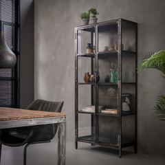 Vitrinekast Rift metal 2 deuren