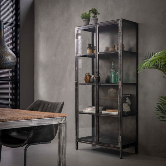 Vitrinekast Rift metal 2 deuren