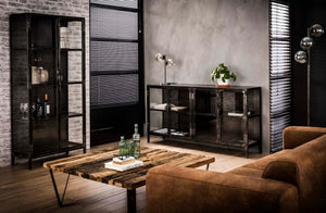Vitrinekast Rift metal 2 deuren