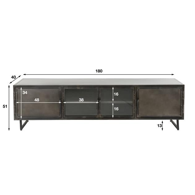 TV-meubel Rift metaal - 180 cm