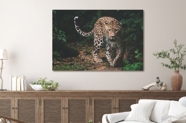 Glasschilderij luipaard 120x80 cm (Magazijn sale)