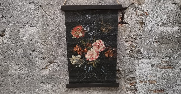 Muse bloemprint (2) op perkament canvas 42x63 cm