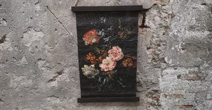 Muse bloemprint (2) op perkament canvas 42x63 cm