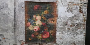 Muse bloemprint op perkament canvas 100x124 cm