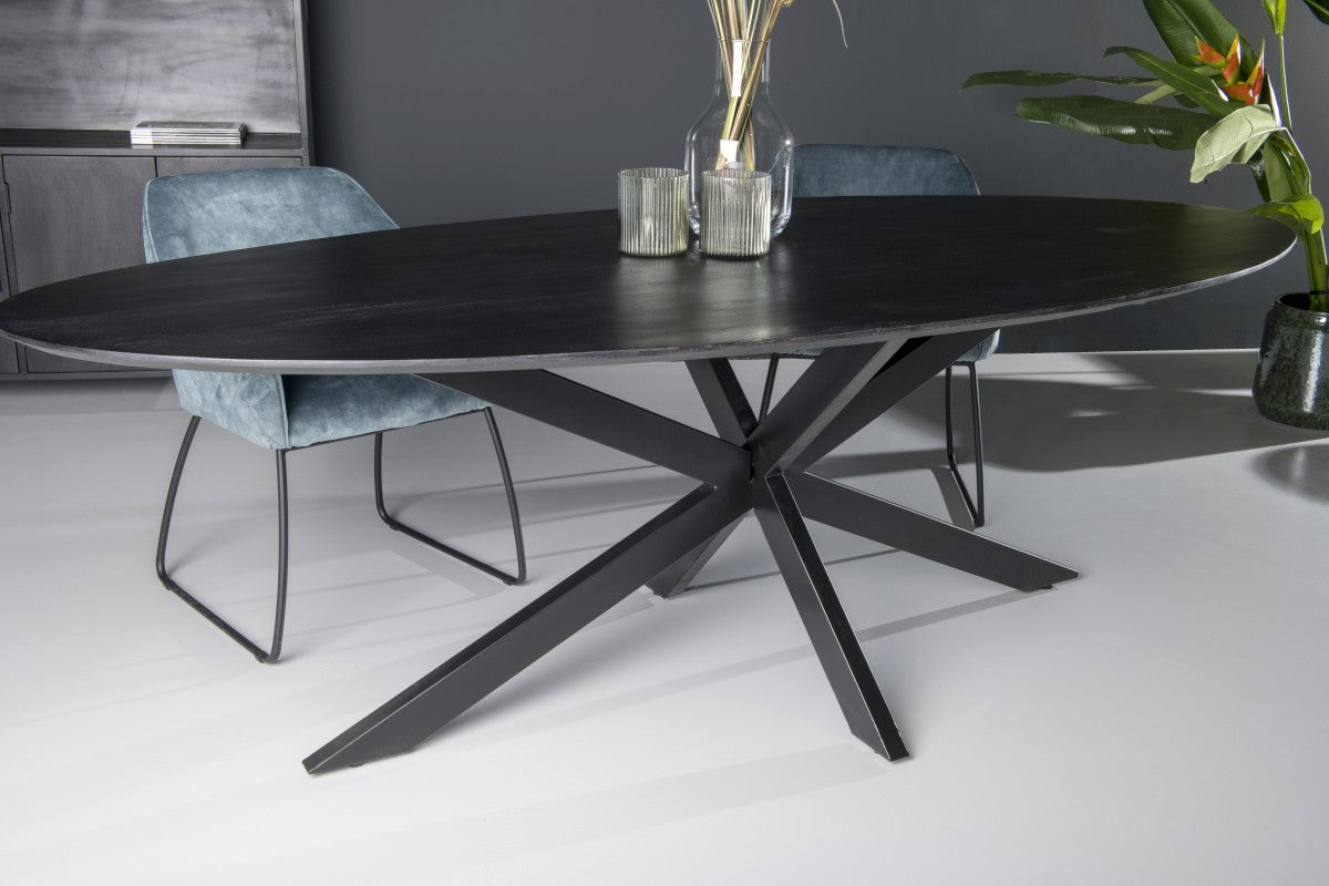 Eettafel ovaal Oslo Acacia hout verjongd blad van Livingfurn, foto 5