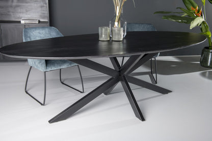 Eettafel ovaal Oslo Acacia hout verjongd blad van Livingfurn, foto 5