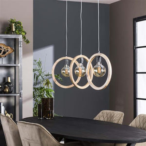 Hanglamp 3 lichts rond mangohout