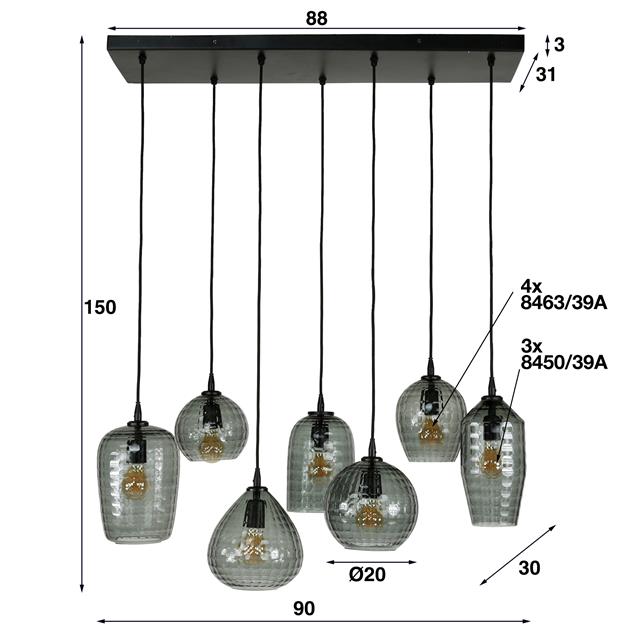 Hanglamp Hexagon mix - Smoke grey